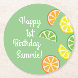 Dessous De Verre Rond Citrus Slice Anniversaire de l'enfant Été