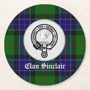 Dessous De Verre Rond Clan Sinclair Tartan & Crest Badge