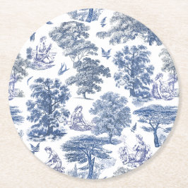 Dessous De Verre Rond Classé élégant Rustic Blue Country Toile