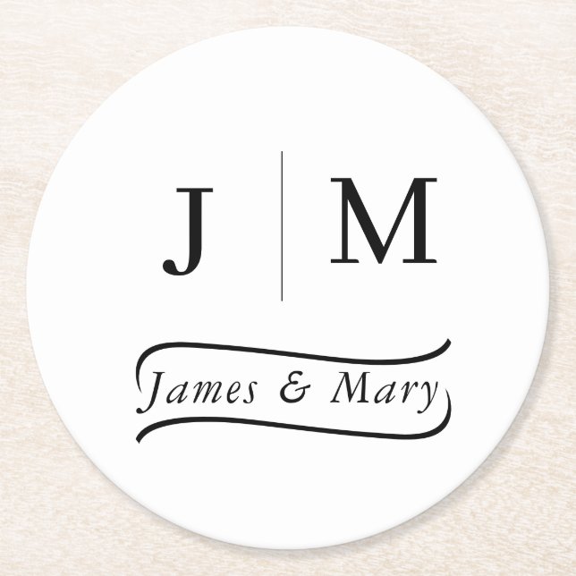 Dessous De Verre Rond Classic Monogram Wedding Calligraphy line (Devant)
