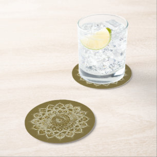 Dessous De Verre Rond Classique Mandala Inde Style 4