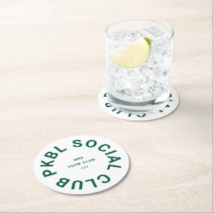 Dessous De Verre Rond Club Social PKBL Vert Pickleball