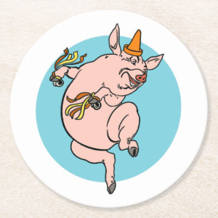 Dessous De Verre Rond Cochon de danse