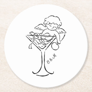 Dessous De Verre Rond Cocktail Cherub Cupid Mariage Fiançailles