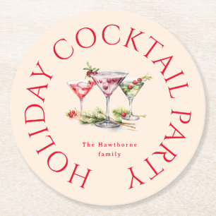Dessous De Verre Rond Cocktail de Noël et soirée élégante