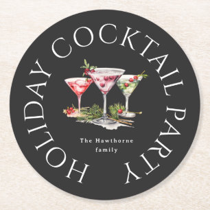 Dessous De Verre Rond Cocktail de Noël et soirée élégante