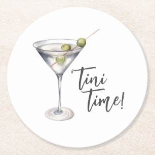 Dessous De Verre Rond Cocktail Drôle 'Tini Time Martini