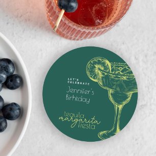 Dessous De Verre Rond Cocktail vert Margarita moderne fête d'anniversair