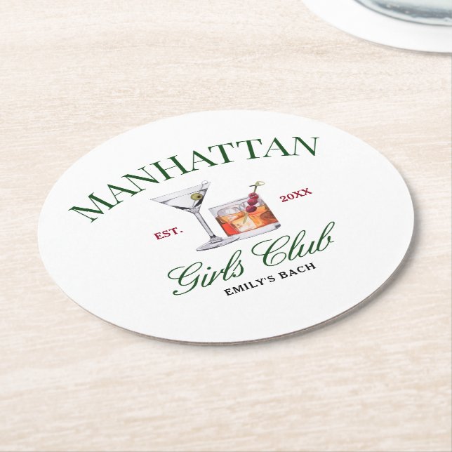 Dessous De Verre Rond Cocktails Classy Green & Red Girl's Club (Incliné)