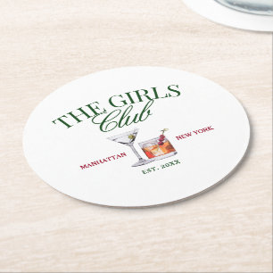 Dessous De Verre Rond Cocktails Classy Green & Red Girl's Club