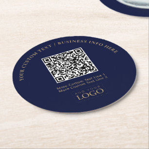 Dessous De Verre Rond Code QR de logo d'entreprise simple et promotionne