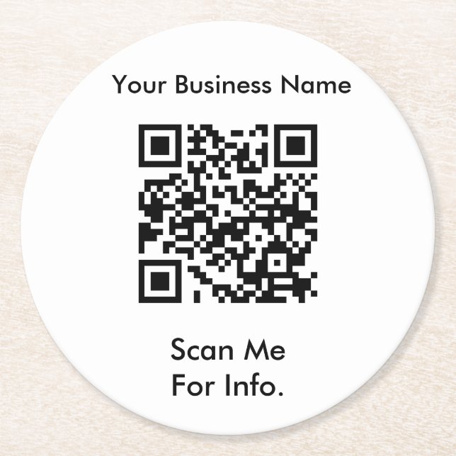 Dessous De Verre Rond Code QR entreprise (Devant)