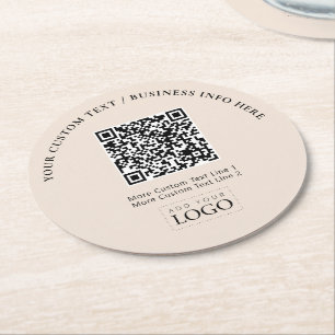 Dessous De Verre Rond Code QR promotionnel pour logo d'entreprise simple