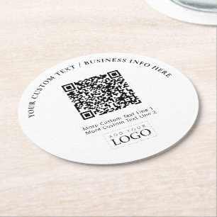 Dessous De Verre Rond Code QR promotionnel simple de logo d'entreprise m