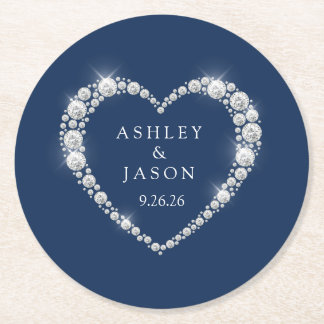 Dessous De Verre Rond Cœur de mariage