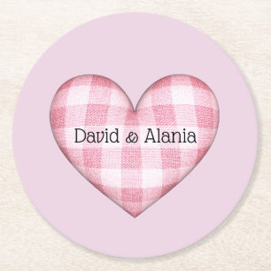 Dessous De Verre Rond Coeur plaid 3D avec deux noms