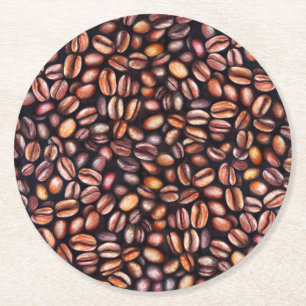 Dessous De Verre Rond Coffee Haricots crayon Motif Rustique Brown
