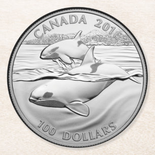 DESSOUS DE VERRE ROND COIN ORCAS