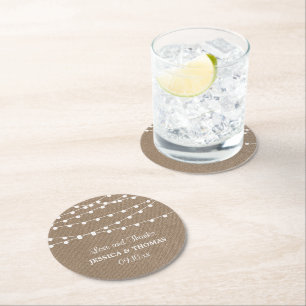 Dessous De Verre Rond Collection de Mariages Rustic Burlap