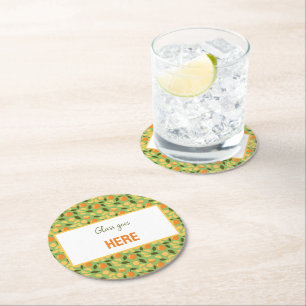 Dessous De Verre Rond Collection de Motifs de paniers de fruits - Orange