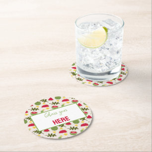 Dessous De Verre Rond Collection de Motifs de paniers de fruits - pastèq