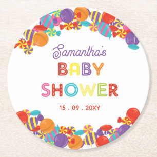Dessous De Verre Rond Coloré Sweet Fun Baby shower de bonbons