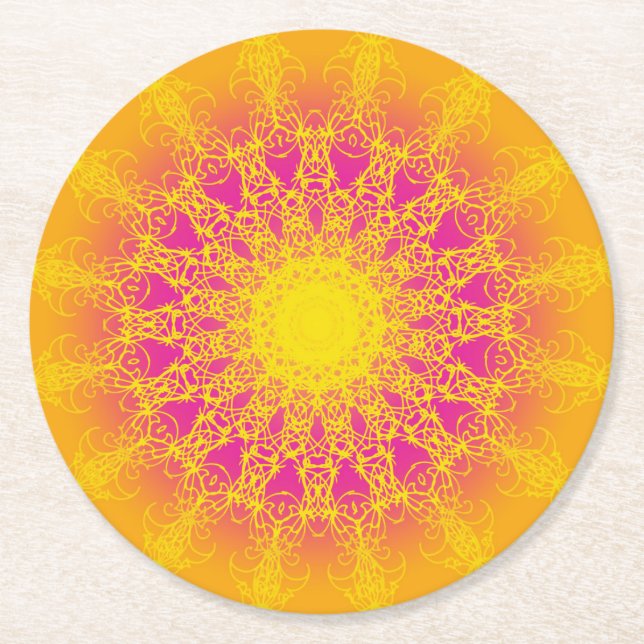Dessous De Verre Rond Conception de dessous de verre Mandala (Devant)