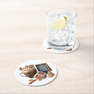 Dessous De Verre Rond Conception de la sublimation délicieuse du Café