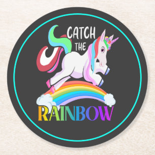 Dessous De Verre Rond Conception de licorne arc-en-ciel Catch