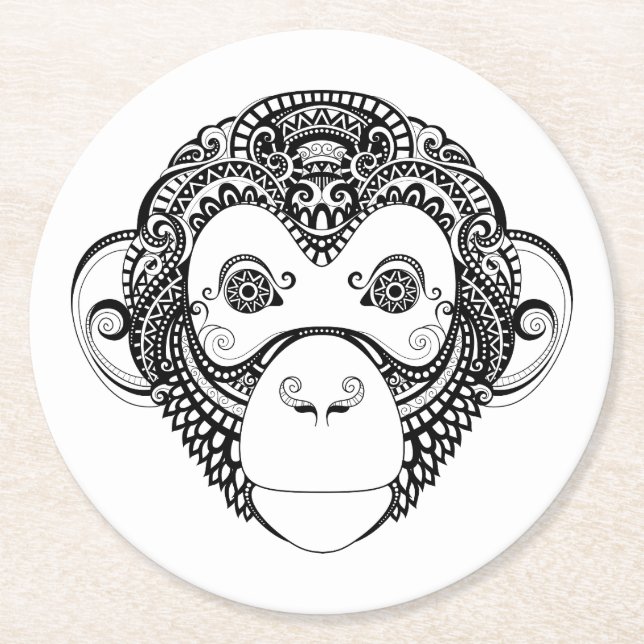 Dessous De Verre Rond Conception inspirée de singe (Devant)
