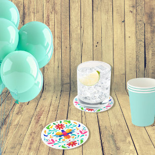 Dessous De Verre Rond Conception Otomi Mexicaine