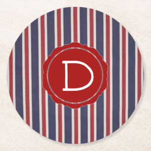 Dessous De Verre Rond Conception patriotique à rayures