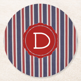 Dessous De Verre Rond Conception patriotique à rayures