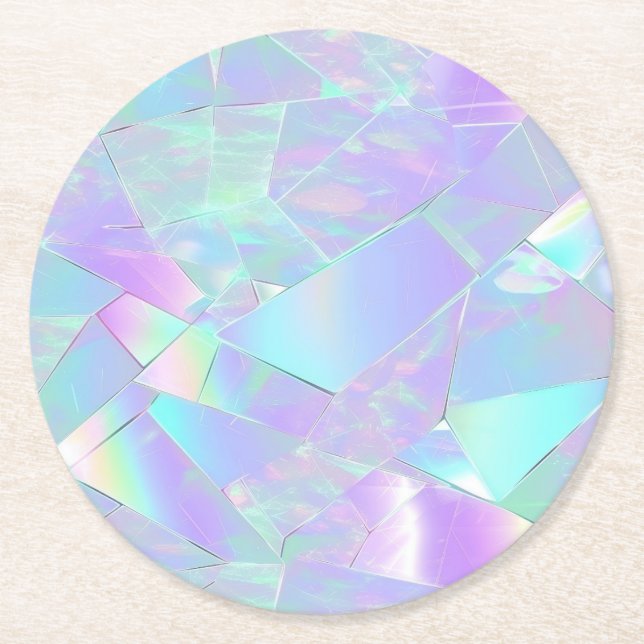 Dessous De Verre Rond Conception turquoise et violette Iridescente (Devant)