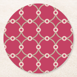 Dessous De Verre Rond Connectivité nucléaire - magenta - motif continu.