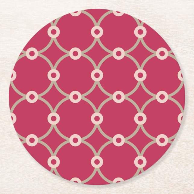Dessous De Verre Rond Connectivité nucléaire - magenta - motif continu. (Devant)