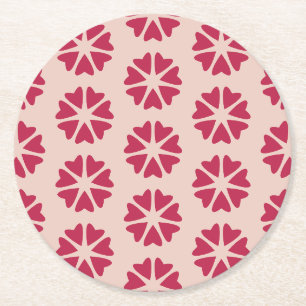 Dessous De Verre Rond Connectivité nucléaire - magenta - motif continu.