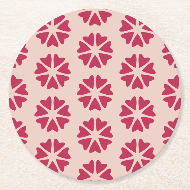 Dessous De Verre Rond Connectivité nucléaire - magenta - motif continu. (Devant)
