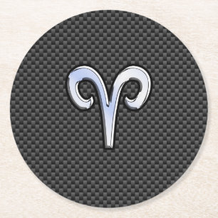 Dessous De Verre Rond Connexion Zodiac Aries au style fibre de carbone