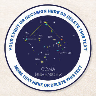 Dessous De Verre Rond Constellation Coma Berenices de l'hémisphère Nord