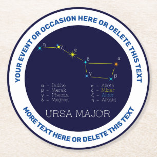 Dessous De Verre Rond Constellation de l'hémisphère nord Ursa Major
