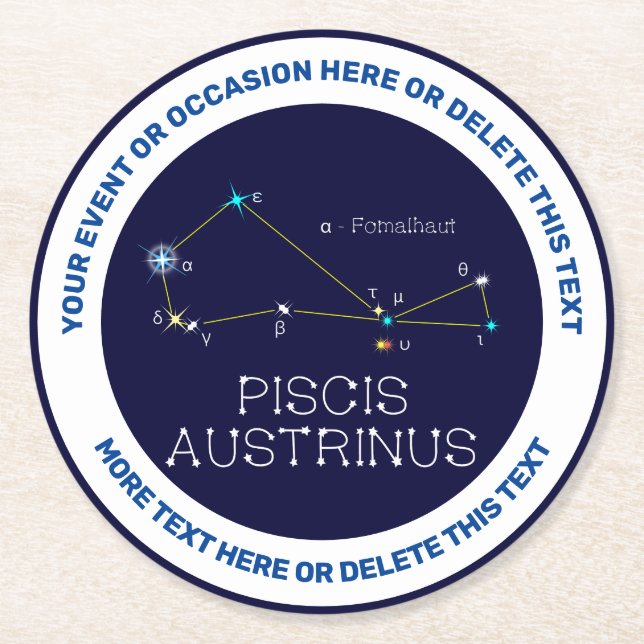 Dessous De Verre Rond Constellation de l'hémisphère Sud Piscis Austrinus (Devant)