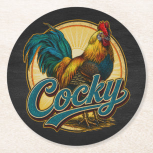 Dessous De Verre Rond Coq Arrogant Maison de Ferme Vintage