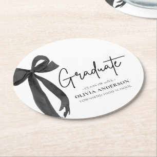 Dessous De Verre Rond Coquette Black Bow moderne Graduate Graduate