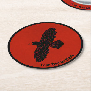 Dessous De Verre Rond Corbeau rouge