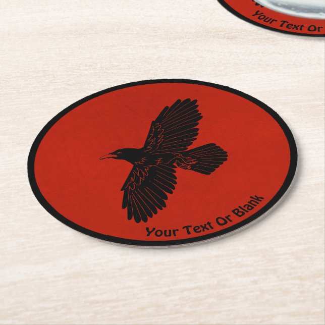 Dessous De Verre Rond Corbeau rouge (Incliné)