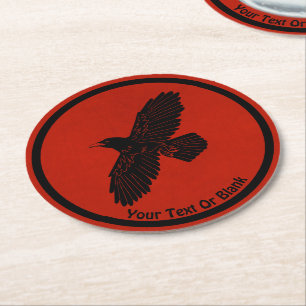 Dessous De Verre Rond Corbeau rouge
