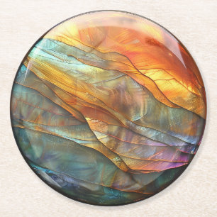 Dessous De Verre Rond Couches rocheuses Iridescentes Marbre Granit