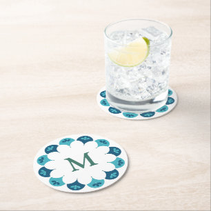 Dessous De Verre Rond Couleurs florale de saint Jacques Monogramme