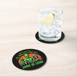 Dessous De Verre Rond Couple Alien dans l'affection galactique